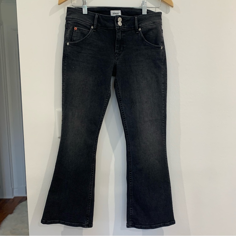 Hudson Jeans Women's Collin Mid Rise Bootcut Crop Flare Leg Jean Black Size 27